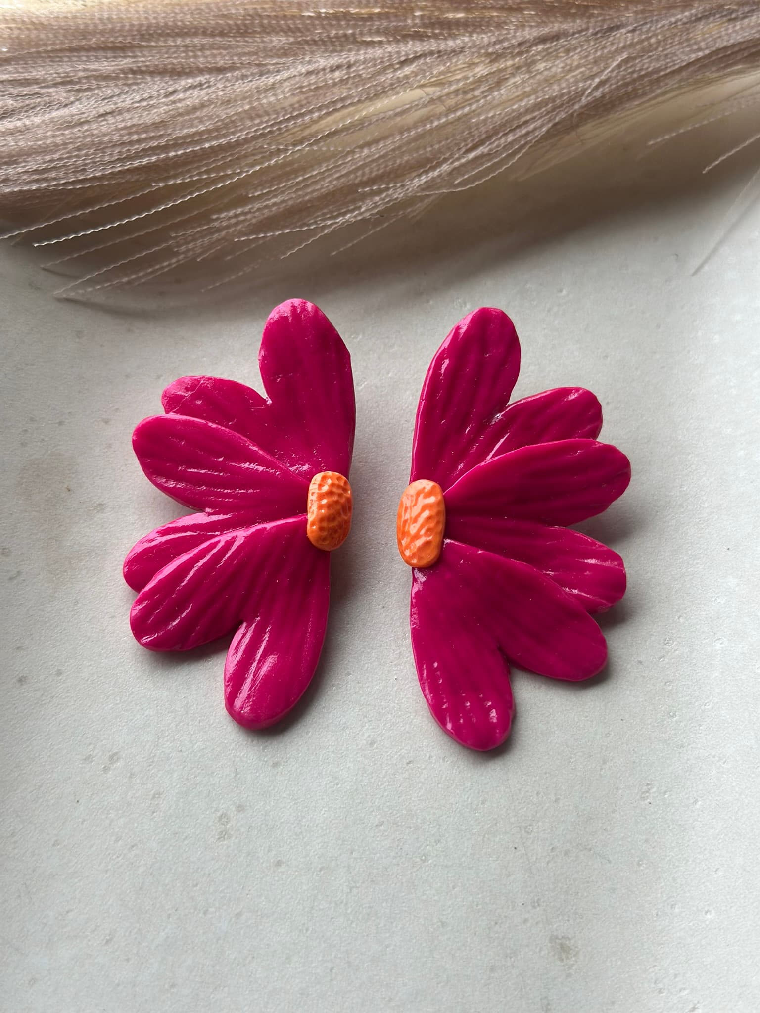 Aros PETALO DOS COLORES - Fucsia Naranjo - Nura